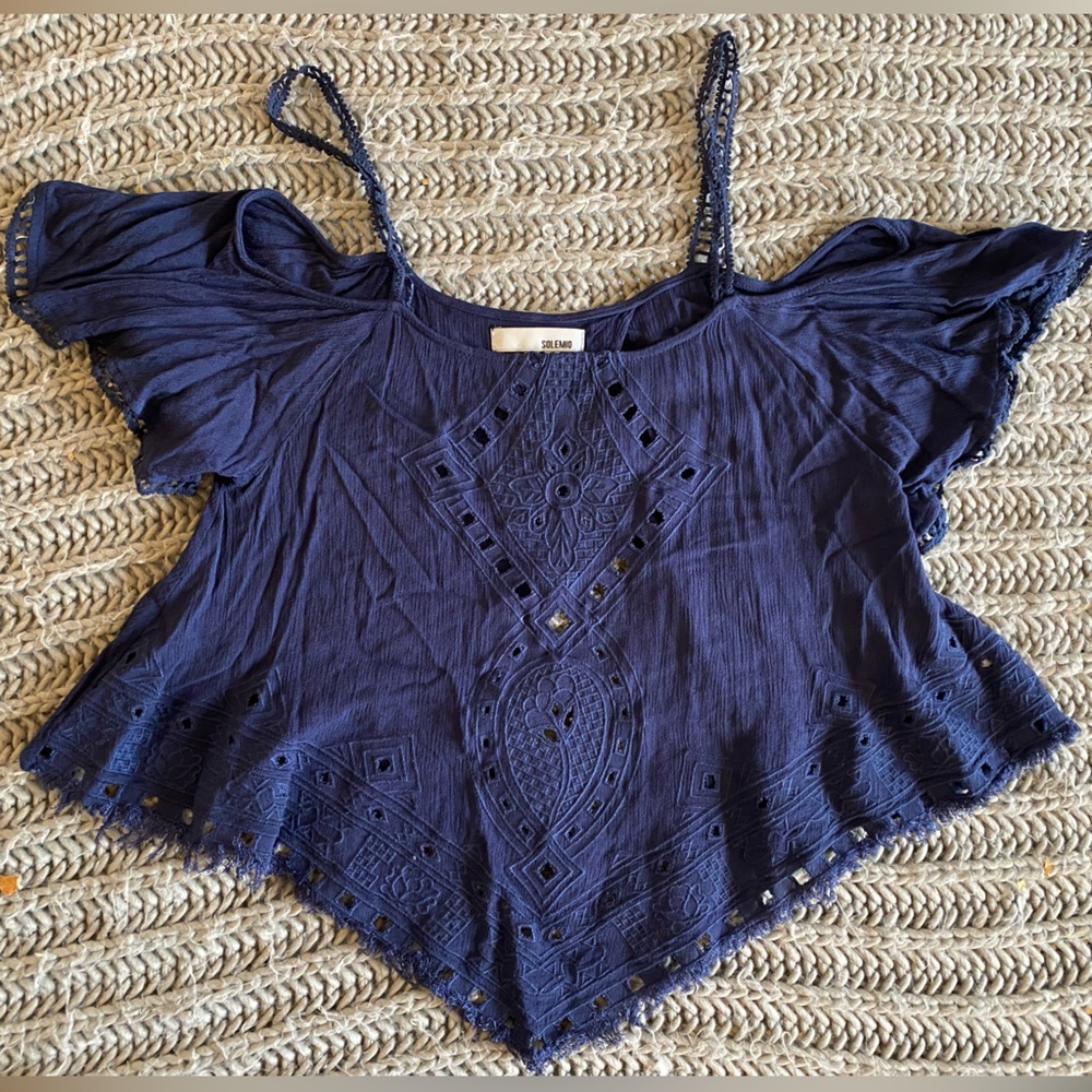 Blue cut out tank top